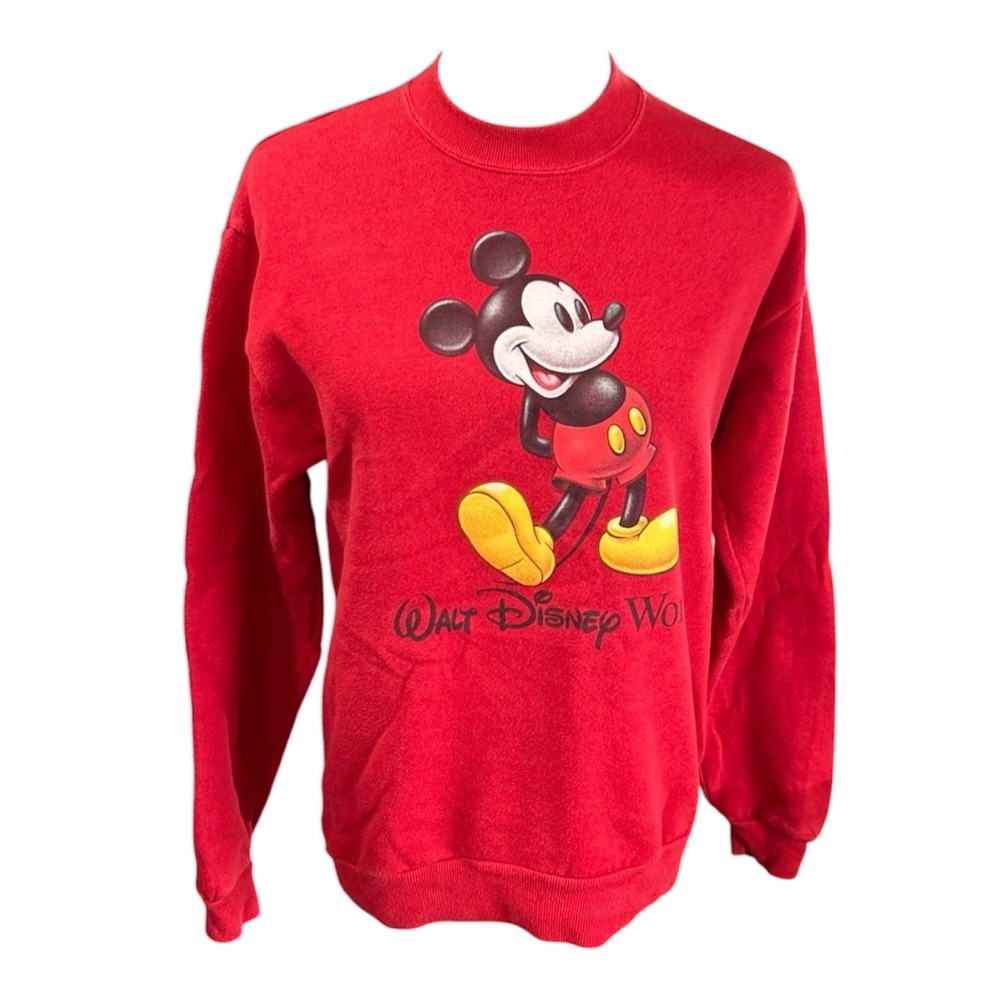 Disney World Kids XL Sweater Pullover Sweatshirt Red Mickey Mouse